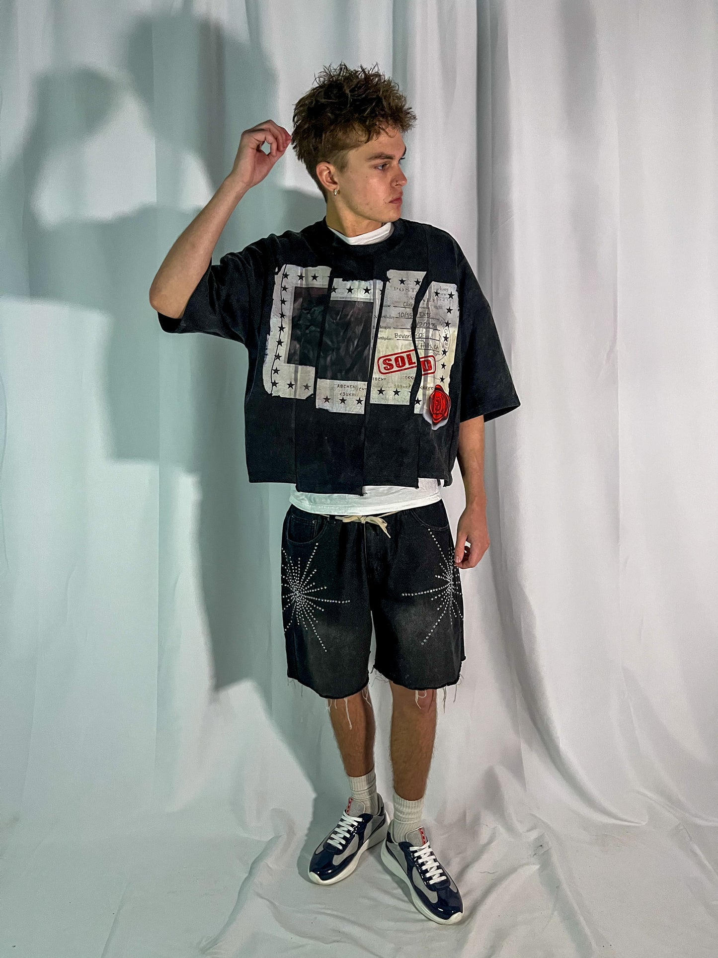 'Spider Web' Black Jorts